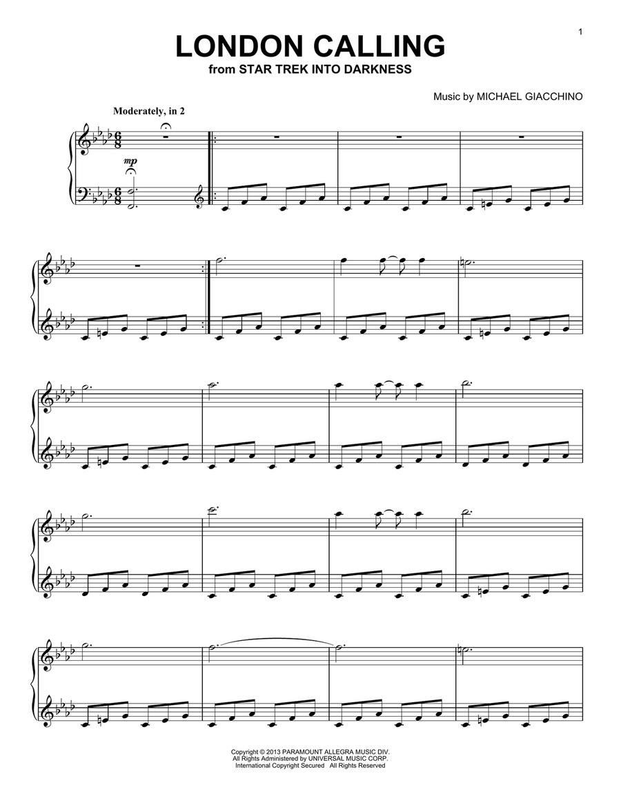 London Calling Piano Solo scores gallery preview page 1