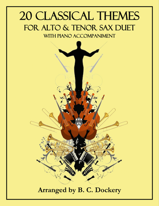 Book cover for 20 Classical Themes for Alto and Tenor Sax Duet with Piano Accompaniment