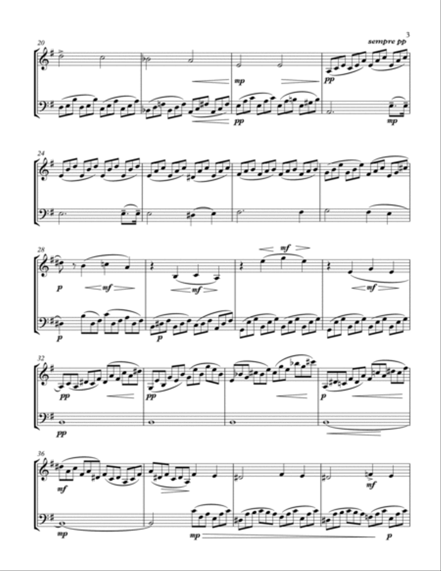 MOONLIGHT SONATA (Sonata quasi una Fantasia), Beethoven, String Duo, Early Intermediate Level for vi String Duet scores gallery preview page 3