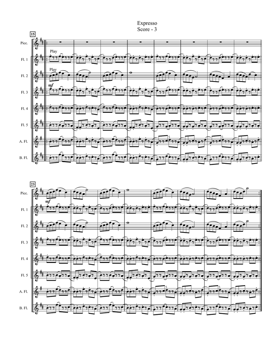 Expresso (for Expandable Flute Choir) Flute Choir scores gallery preview page 3