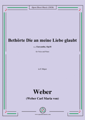 Book cover for Weber-Bethōrte Die an meine Liebe glaubt,in E Major