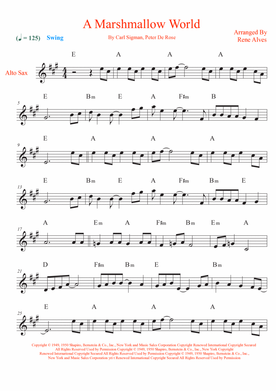 A Marshmallow World A Marshmallow World Alto Saxophone scores gallery preview page 1