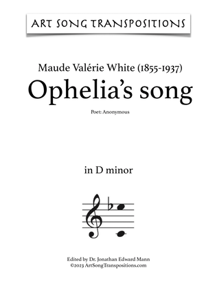 Book cover for WHITE: Ophelia's song (transposed to D minor)