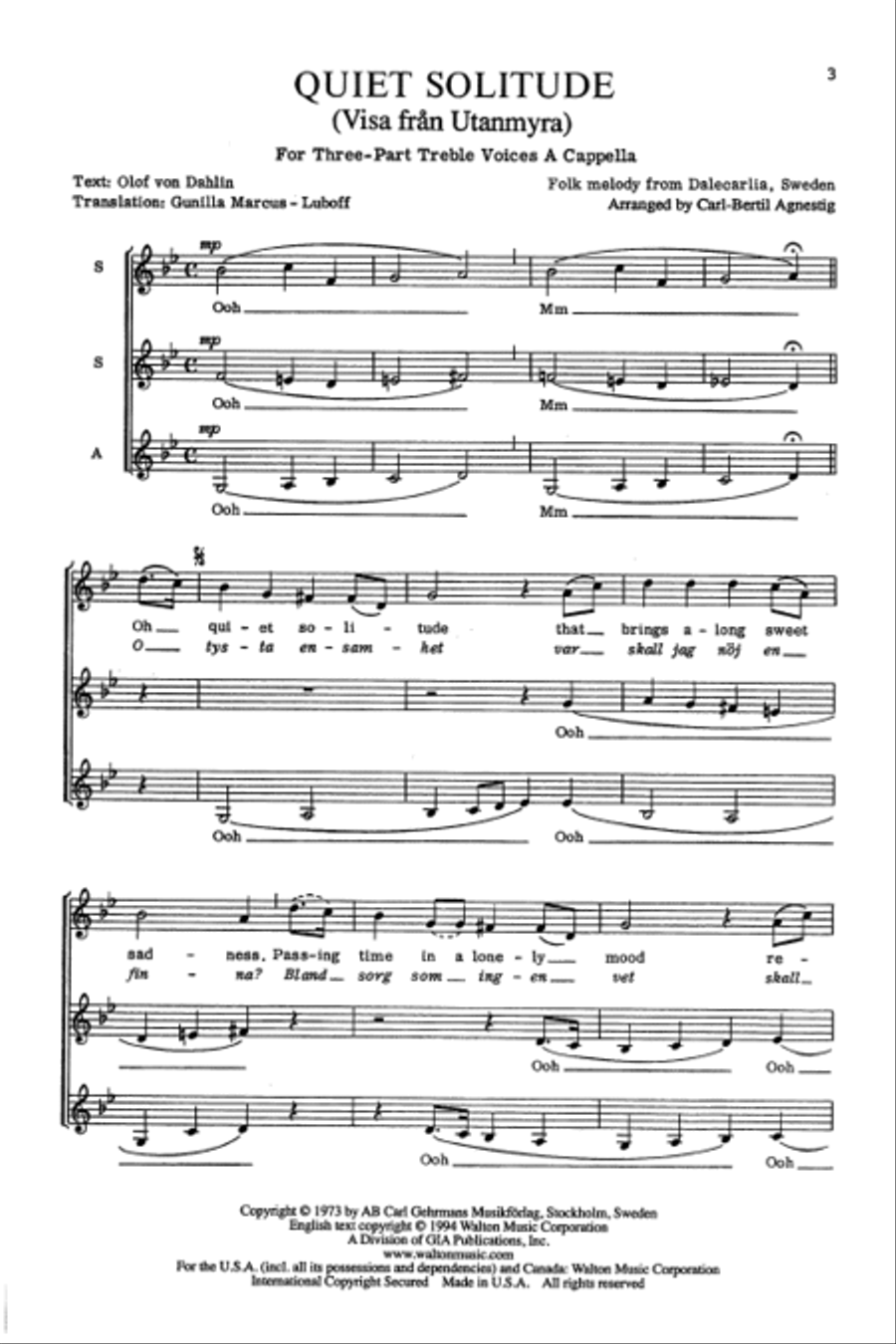 Quiet Solitude (Visa Från Utanmyra) SSA scores gallery preview page 2