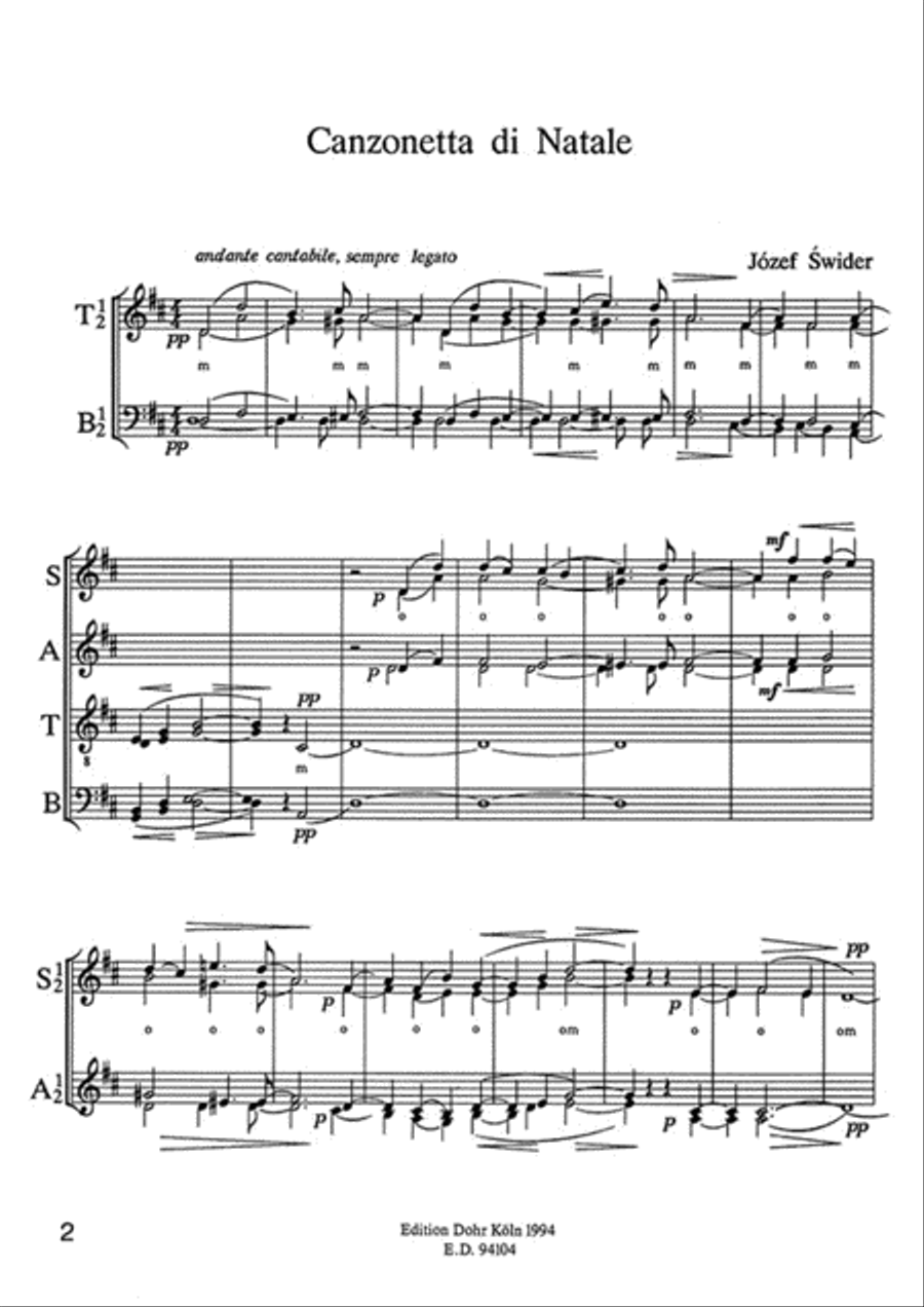 Canzonetta di natale für 4- bis 8-stimmigen gemischten Chor a cappella (1990) 4-Part scores gallery preview page 2