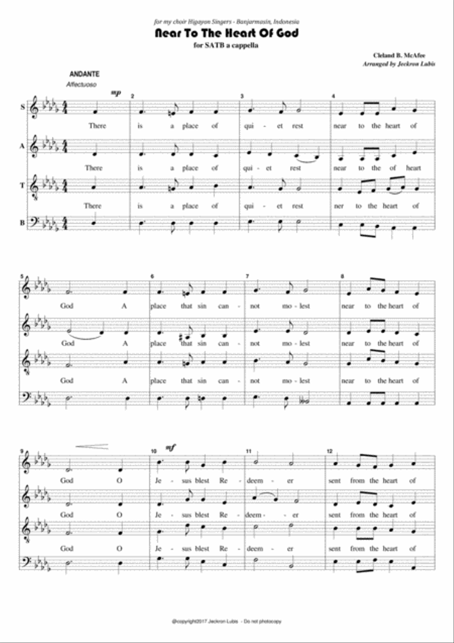 Near To The Heart Of God (SATB Choir a cappella) 4-Part scores gallery preview page 2