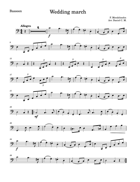 Wedding March by Mendelssohn for bassoon (easy) image number null