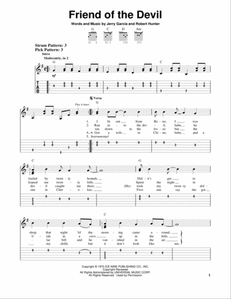 Friend Of The Devil Acoustic Guitar scores gallery preview page 1