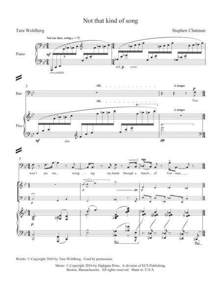 Not that kind of song from Eight Love Songs for High Baritone Voice, Violin, Violoncello and Piano (Full/Vocal Score)