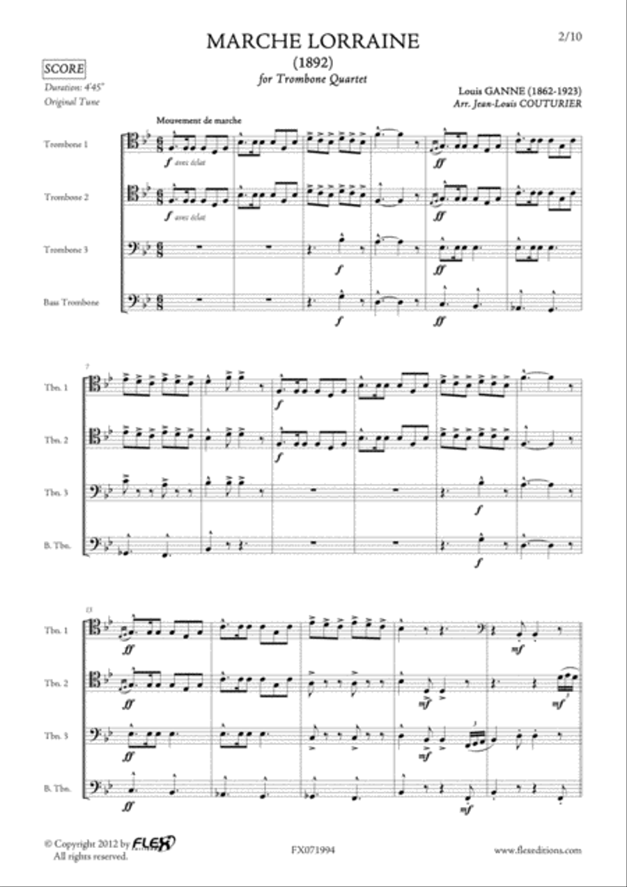 Marche Lorraine Marche Lorraine Trombone Quartet scores gallery preview page 2