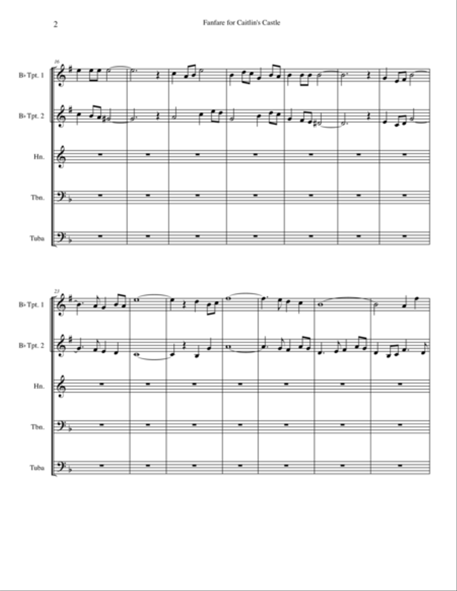 Fanfare for Caitlin's Castle (Brass Quintet) Brass Quintet scores gallery preview page 2