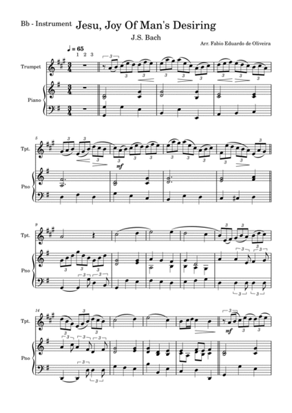Jesu, Joy Of Men's Desiring (Bach) + FREE Playback + Pdf Solo and Piano Parts image number null