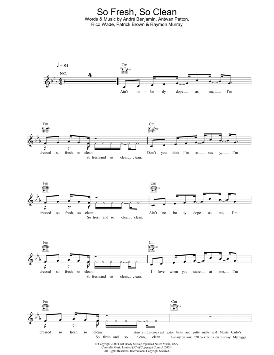 So Fresh, So Clean Piano scores gallery preview page 1