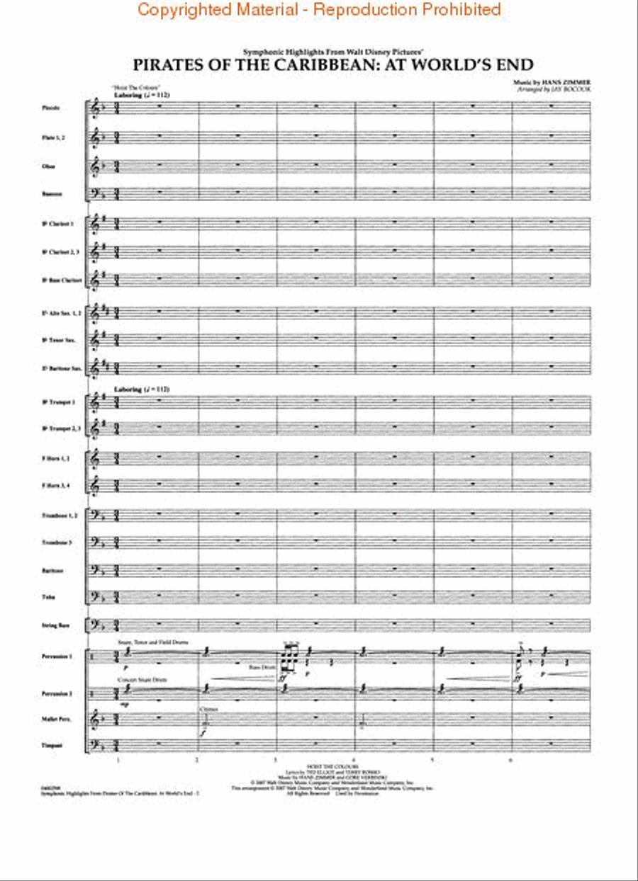 Pirates of the Caribbean: At World's End (Symphonic Highlights) Concert Band scores gallery preview page 2