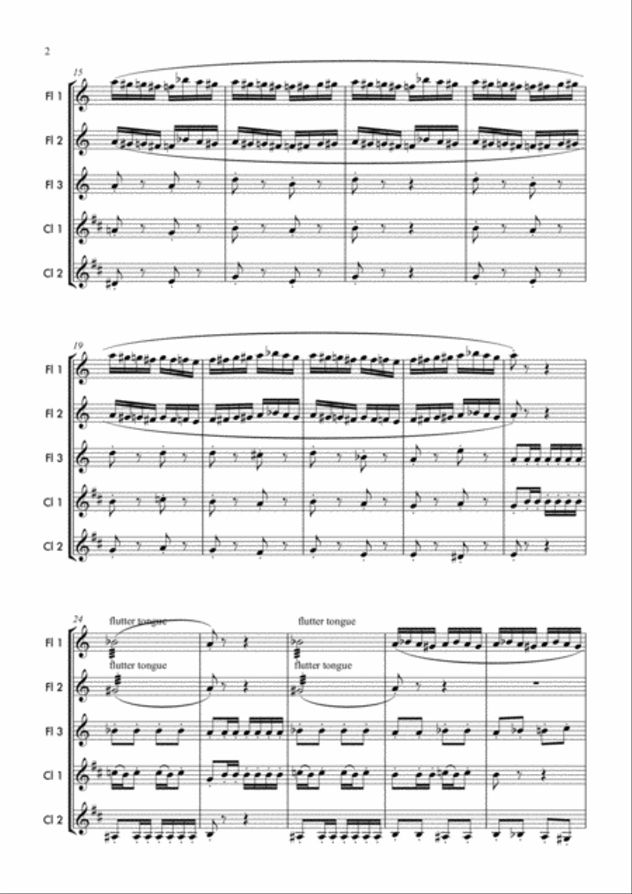 Flight of the Bumblebee by Nikolai Rimsky-Korsakov Woodwind Ensemble scores gallery preview page 3