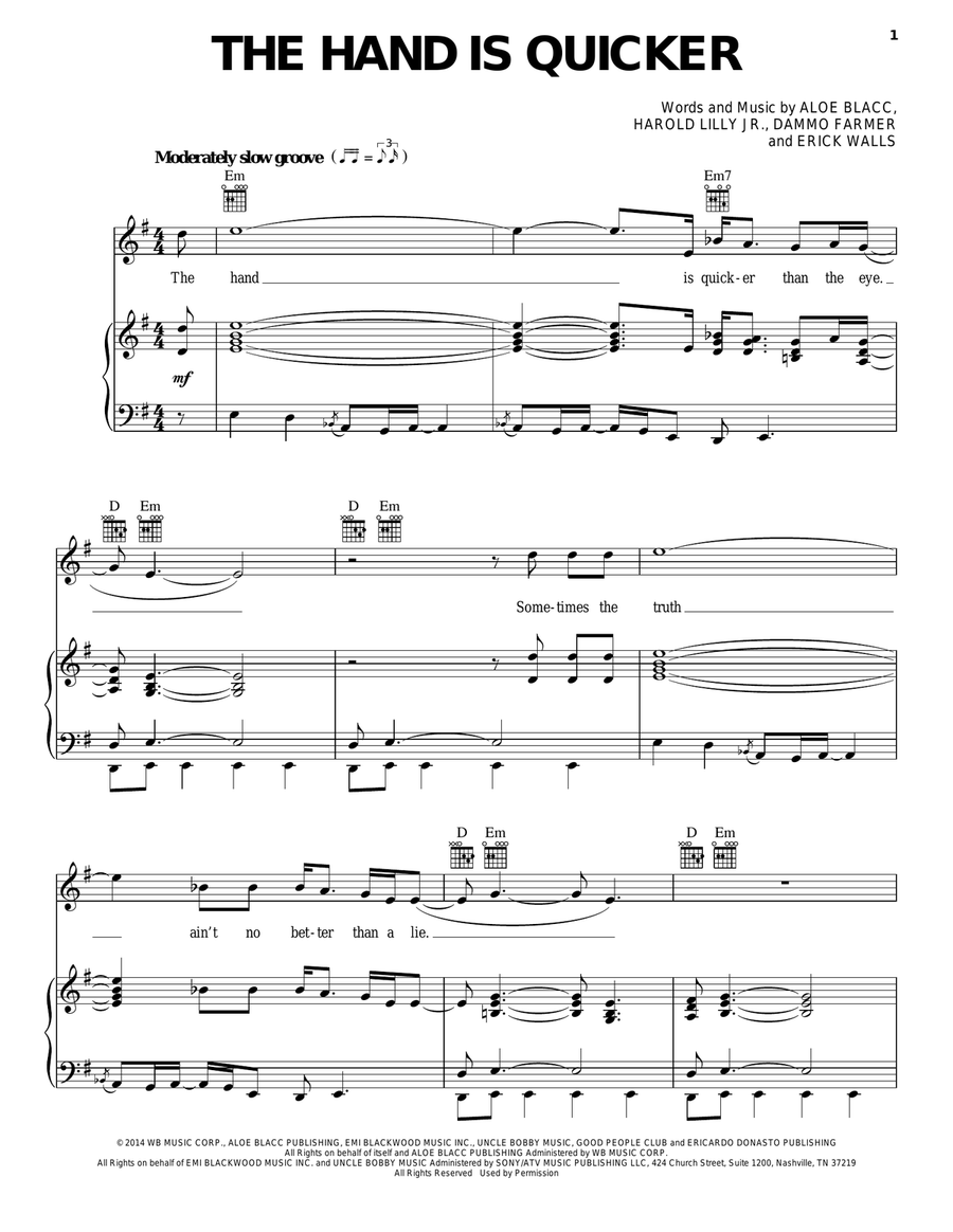 The Hand Is Quicker Piano, Vocal, Guitar scores gallery preview page 1
