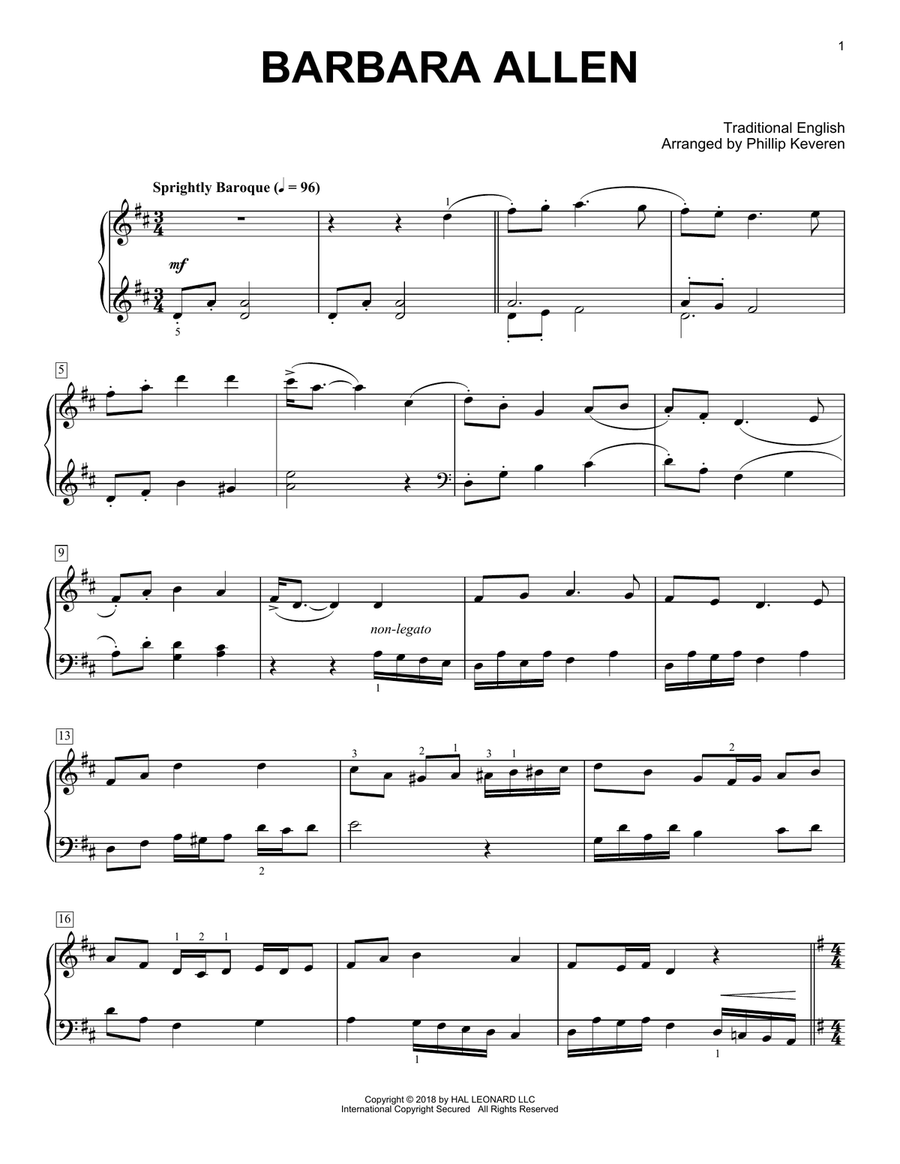 Barbara Allen [Classical version] (arr. Phillip Keveren)