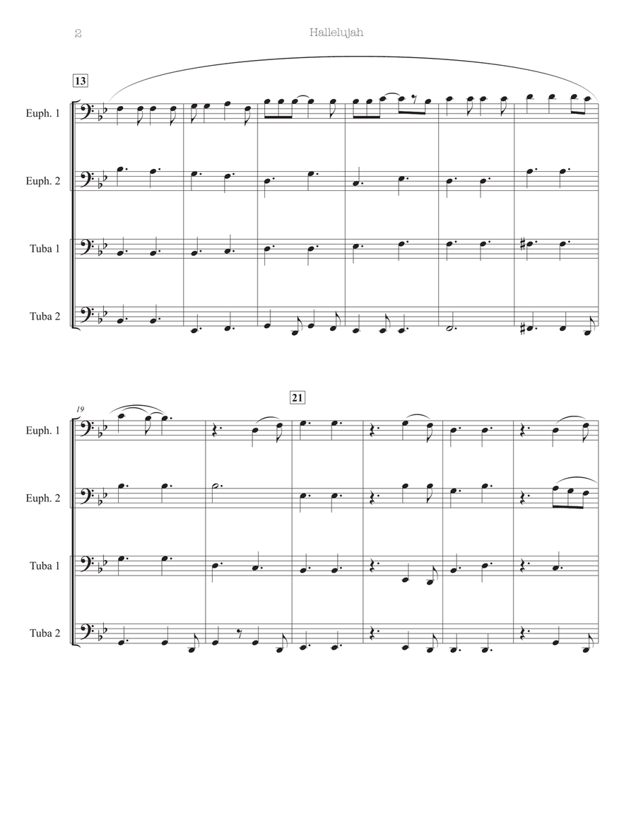 Hallelujah Hallelujah Brass Quartet scores gallery preview page 2