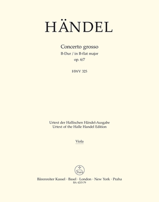 Book cover for Concerto grosso B flat major, Op. 6/7 HWV 325