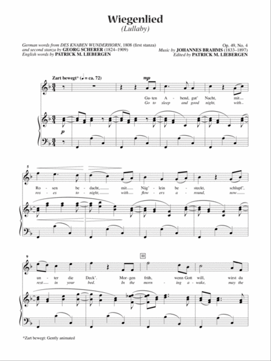 Wiegenlied (Lullaby) [High Voice] High Voice scores gallery preview page 1