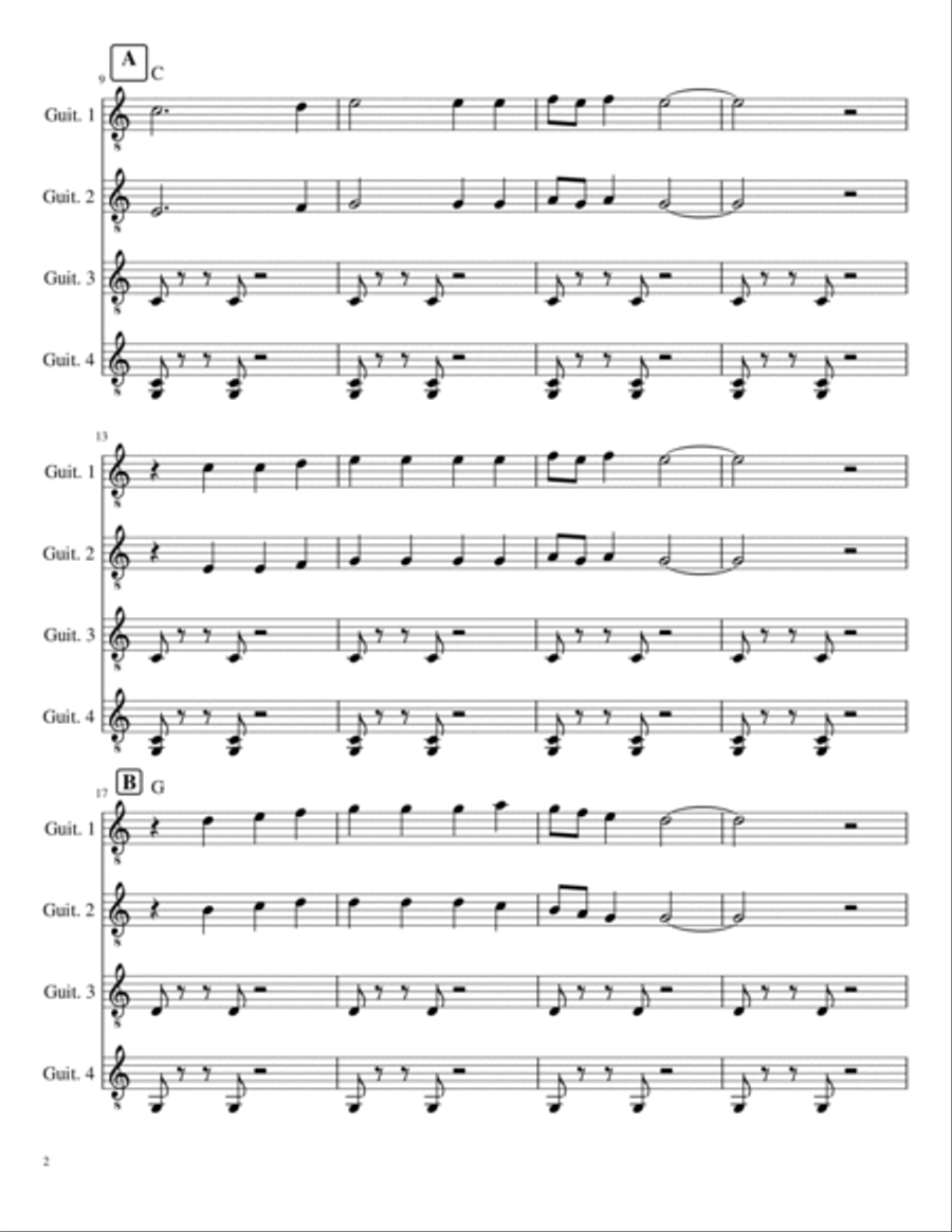 The Little Drummer Boy The Little Drummer Boy Guitar Ensemble scores gallery preview page 2