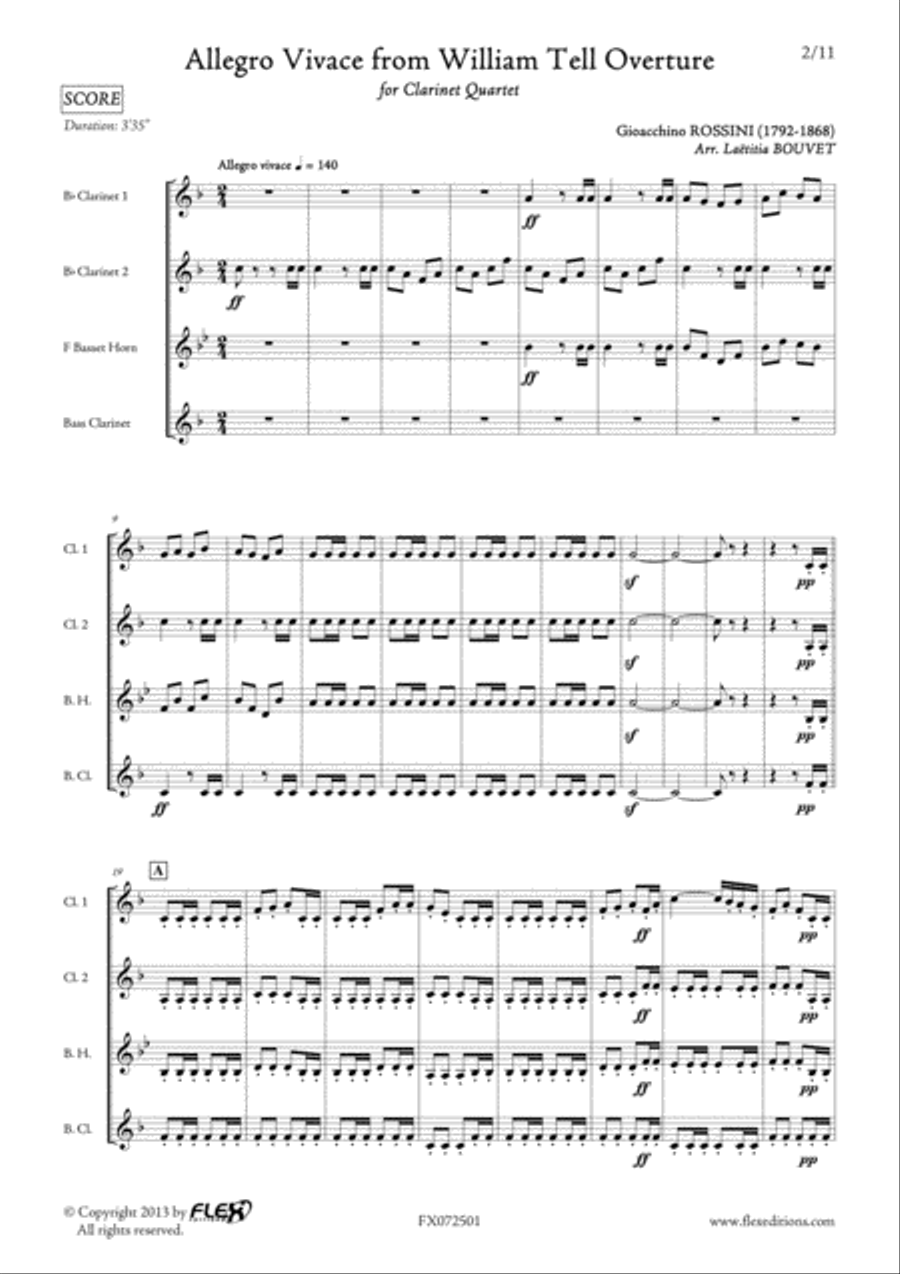 Allegro Vivace from William Tell Overture Clarinet Quartet scores gallery preview page 2