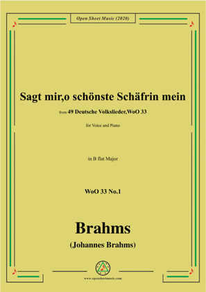 Book cover for Brahms-Sagt mir,o schönste Schäfrin mein,WoO 33 No.1,in B flat Major,for Voice&Pno