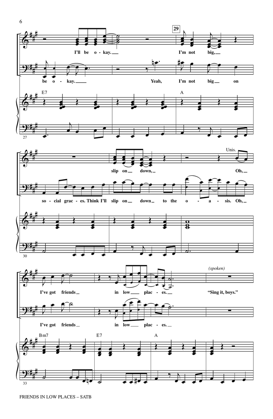 Friends In Low Places 4-Part scores gallery preview page 4