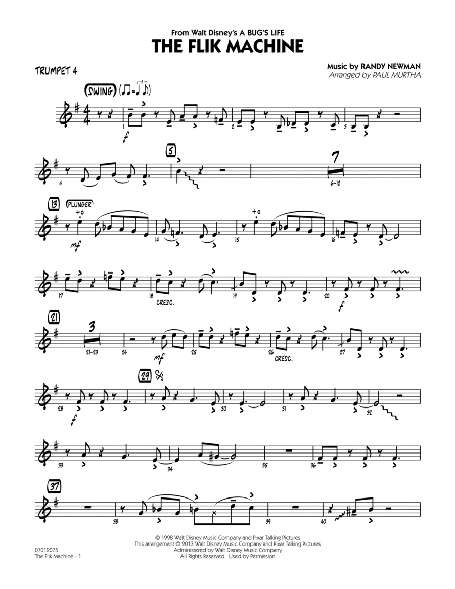 The Flik Machine (from A Bug's Life) - Trumpet 4 Jazz Ensemble scores gallery preview page 1