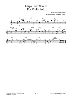 Book cover for Largo from Winter (Four Seasons) - Lead Sheet for Violin / Flute Solo