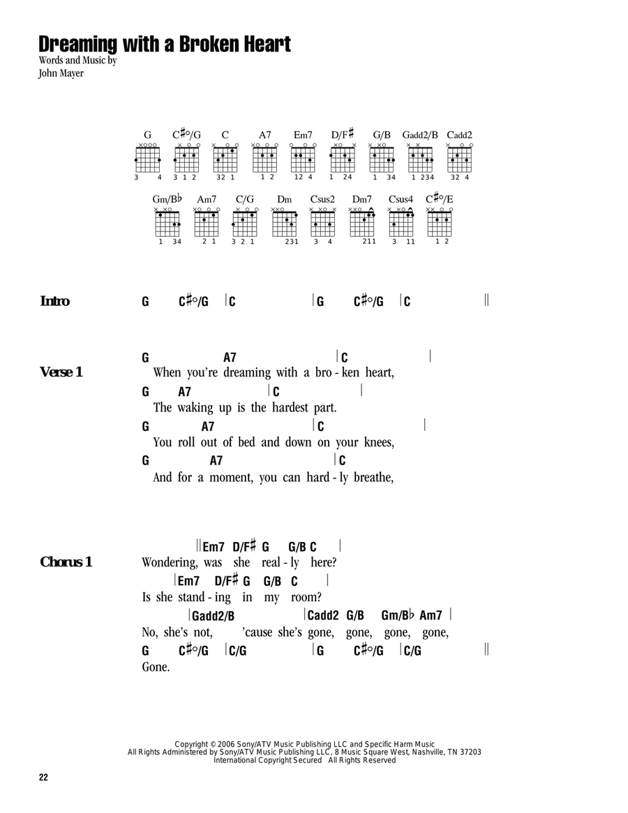 Dreaming With A Broken Heart Acoustic Guitar scores gallery preview page 1