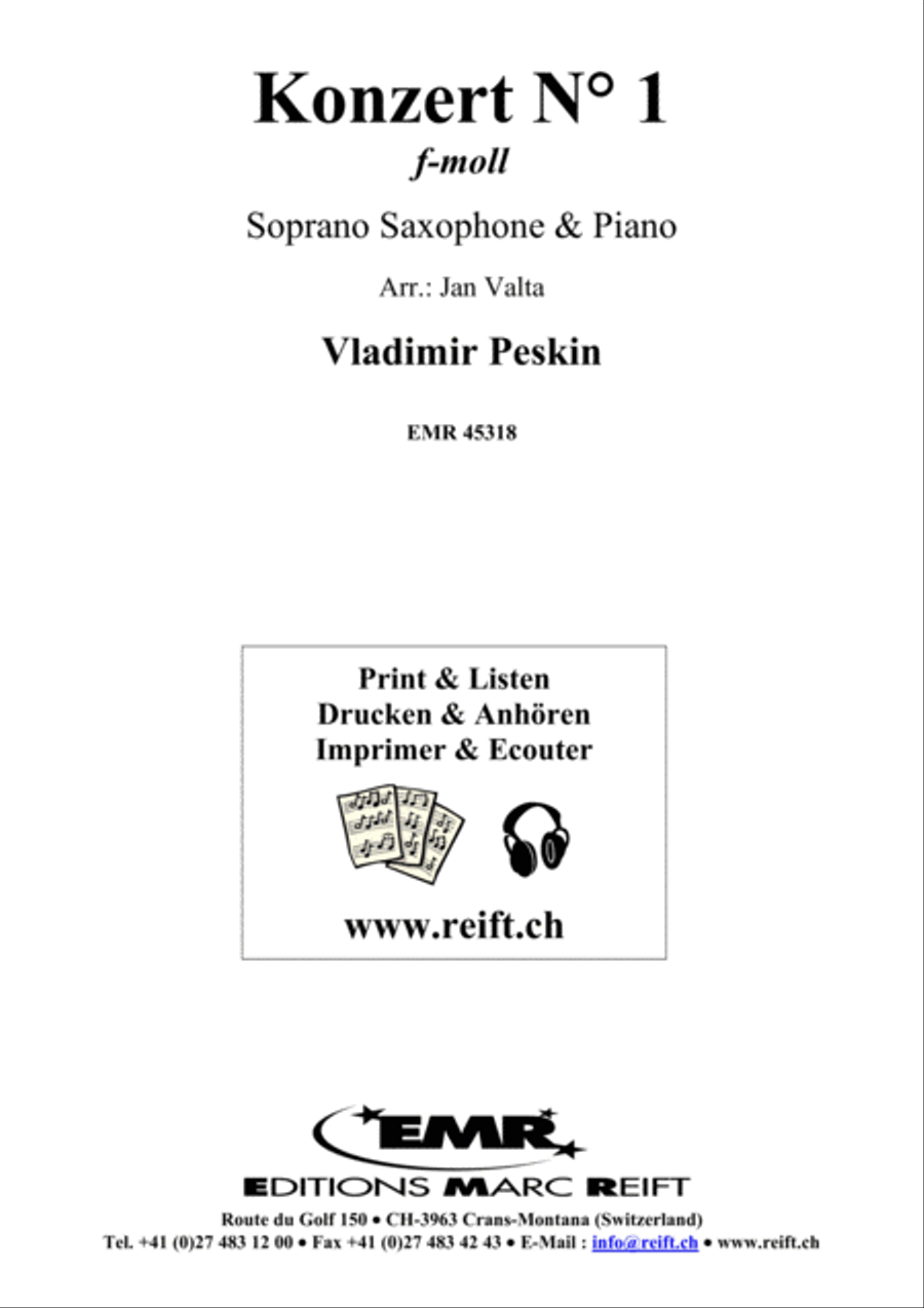 Konzert No. 1 f-moll Soprano Saxophone scores gallery preview page 1
