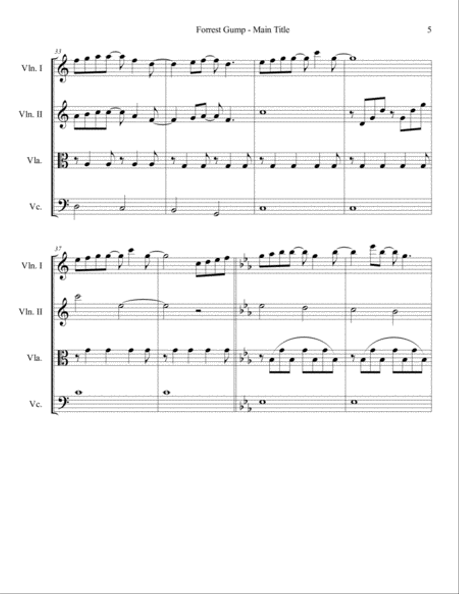 Forrest Gump - Main Title (Feather Theme) from the Paramount Motion Picture FORREST GUMP String Quartet scores gallery preview page 5