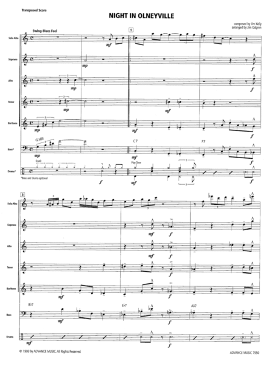 Night in Olneyville Saxophone Quintet scores gallery preview page 2