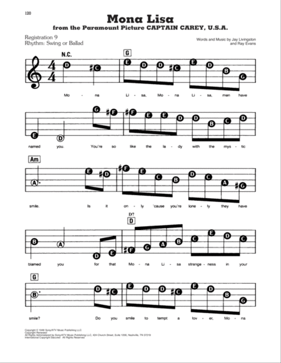 Mona Lisa Electronic Keyboard scores gallery preview page 1