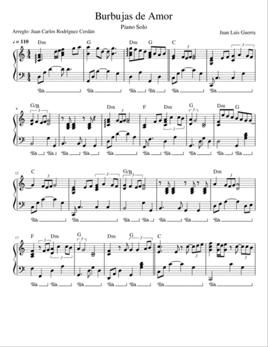 Burbujas De Amor Piano Solo scores gallery preview page 1