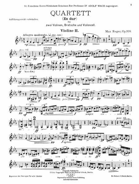 Quartett Es dur fur zwei Violinen, Bratsche und Violoncell, Op. 109