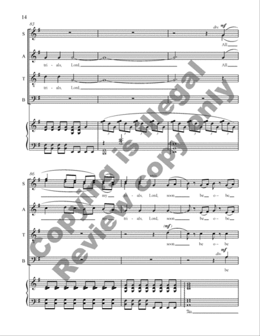 Gospel Songs: All My Trials (Piano/Choral Score) image number null