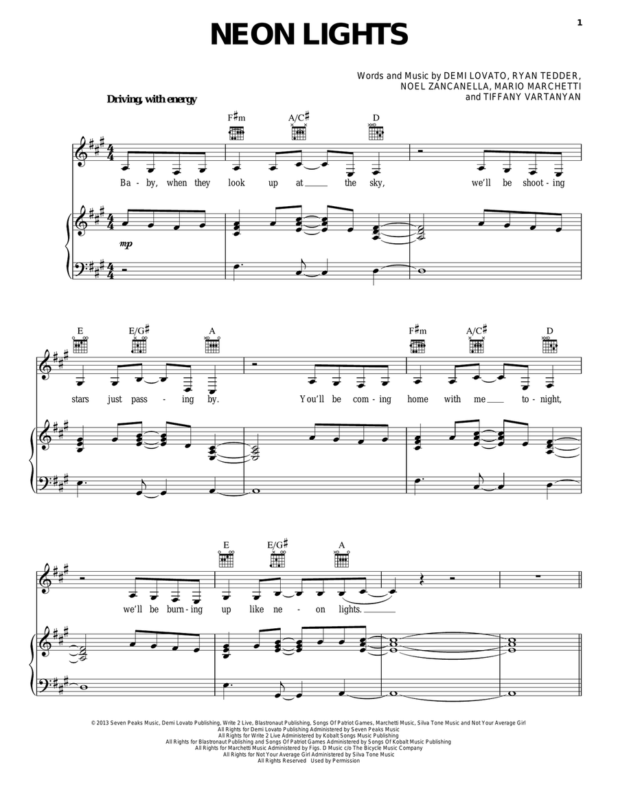 Neon Lights Neon Lights Acoustic Guitar scores gallery preview page 1