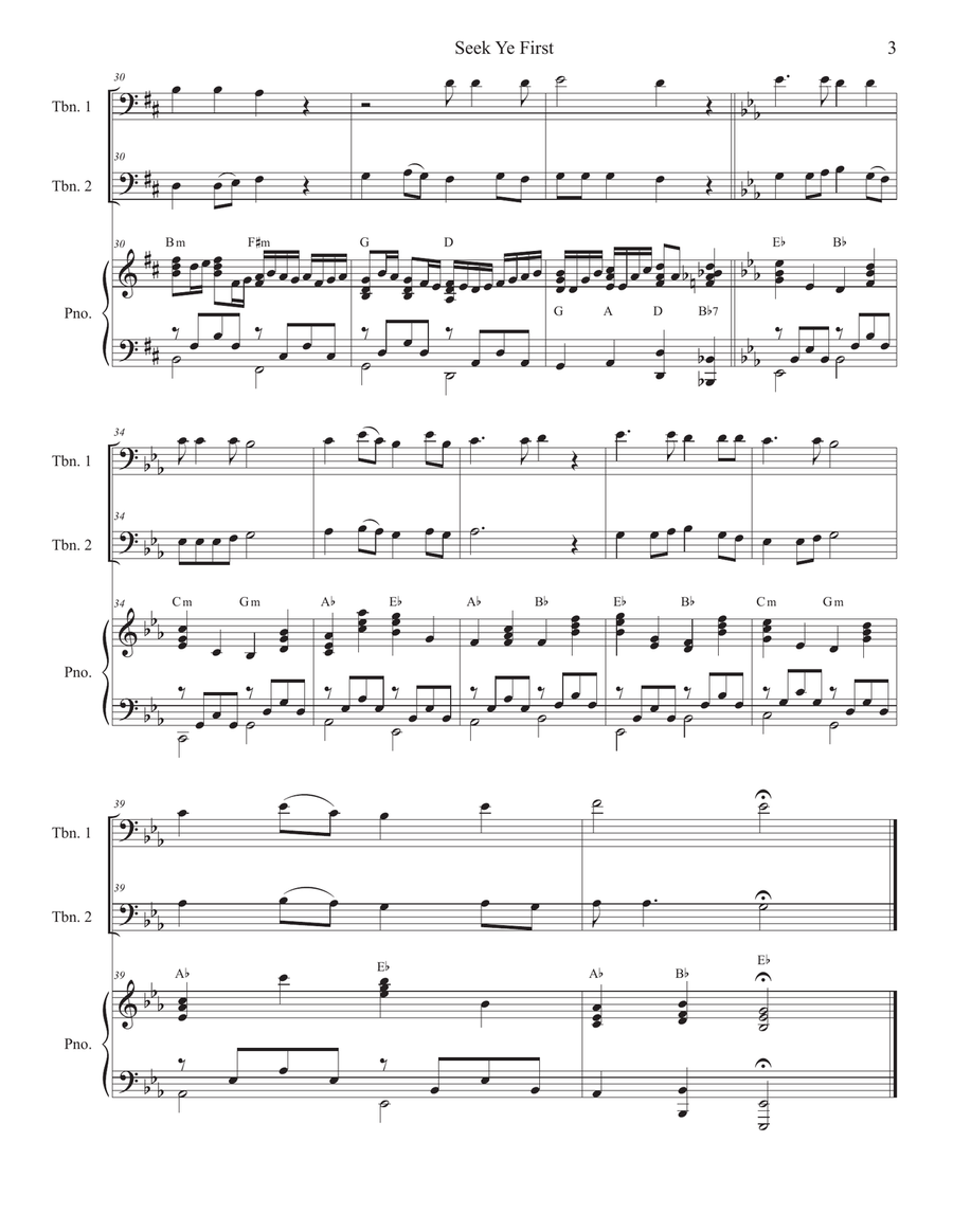 Seek Ye First Trombone Duet scores gallery preview page 3