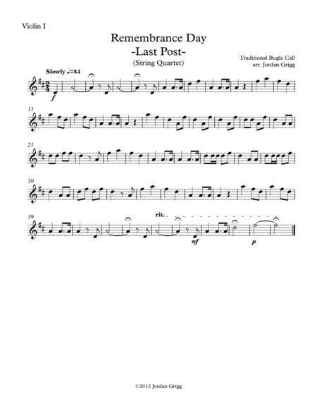 Remembrance Day. 'Last Post' (String Quartet) image number null