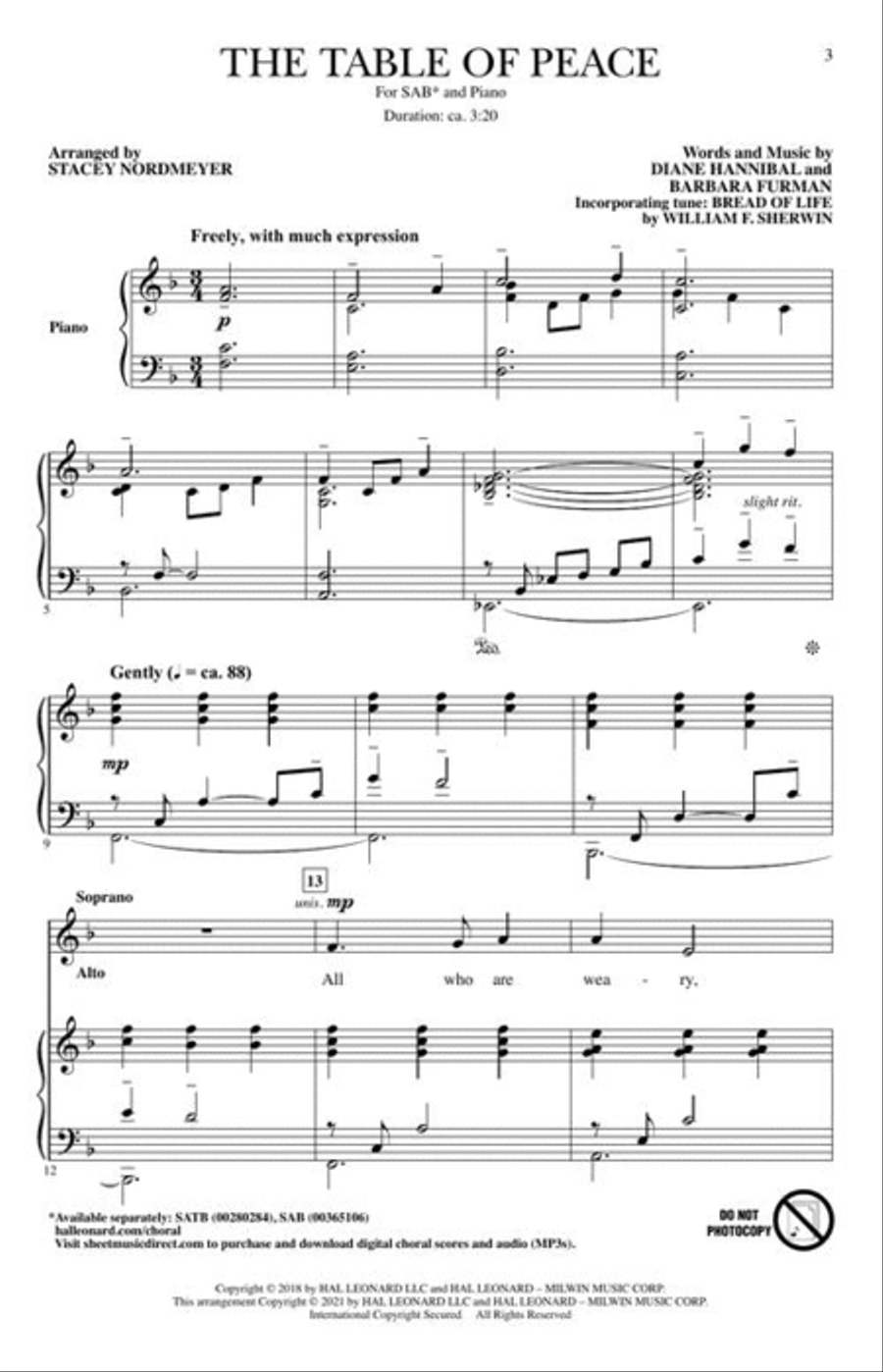 The Table of Peace 3-Part scores gallery preview page 3