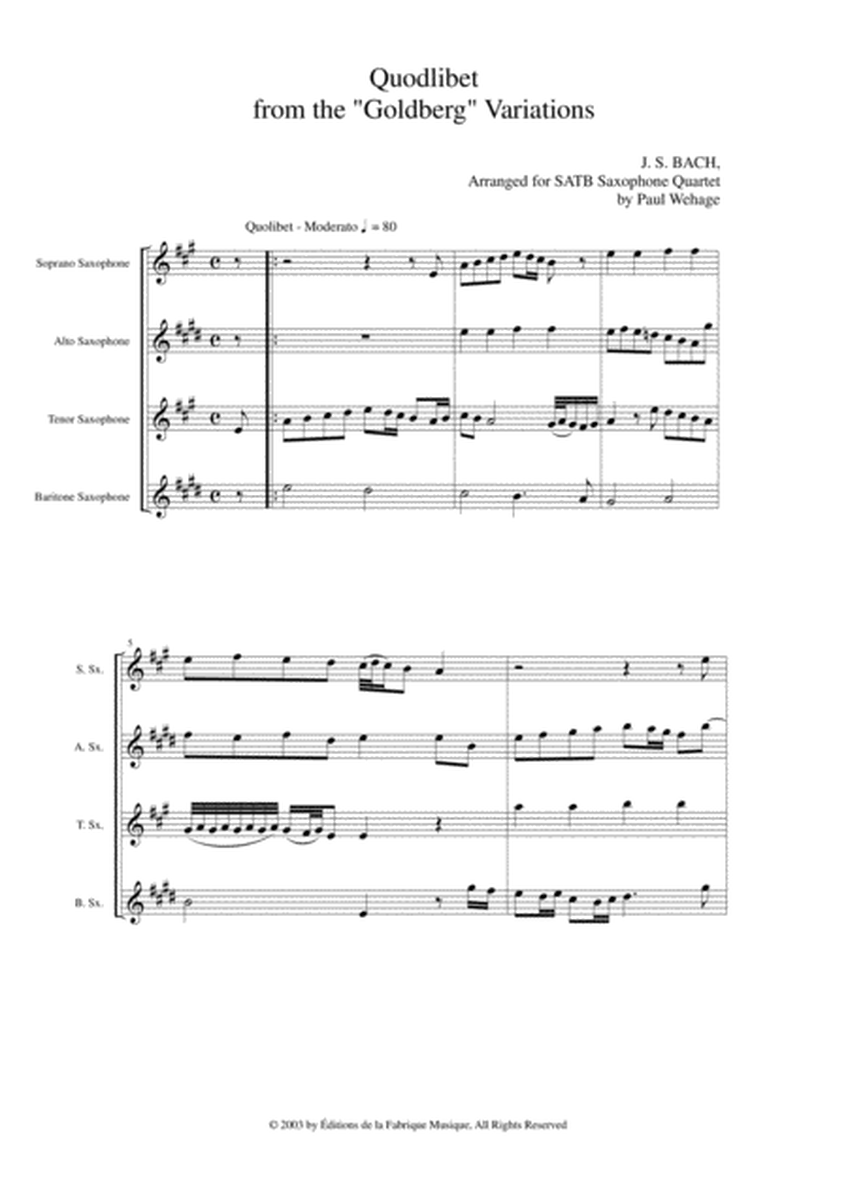 J.S. Bach: Quodlibet from the Goldberg Variations, arranged for SATB saxophone quartet