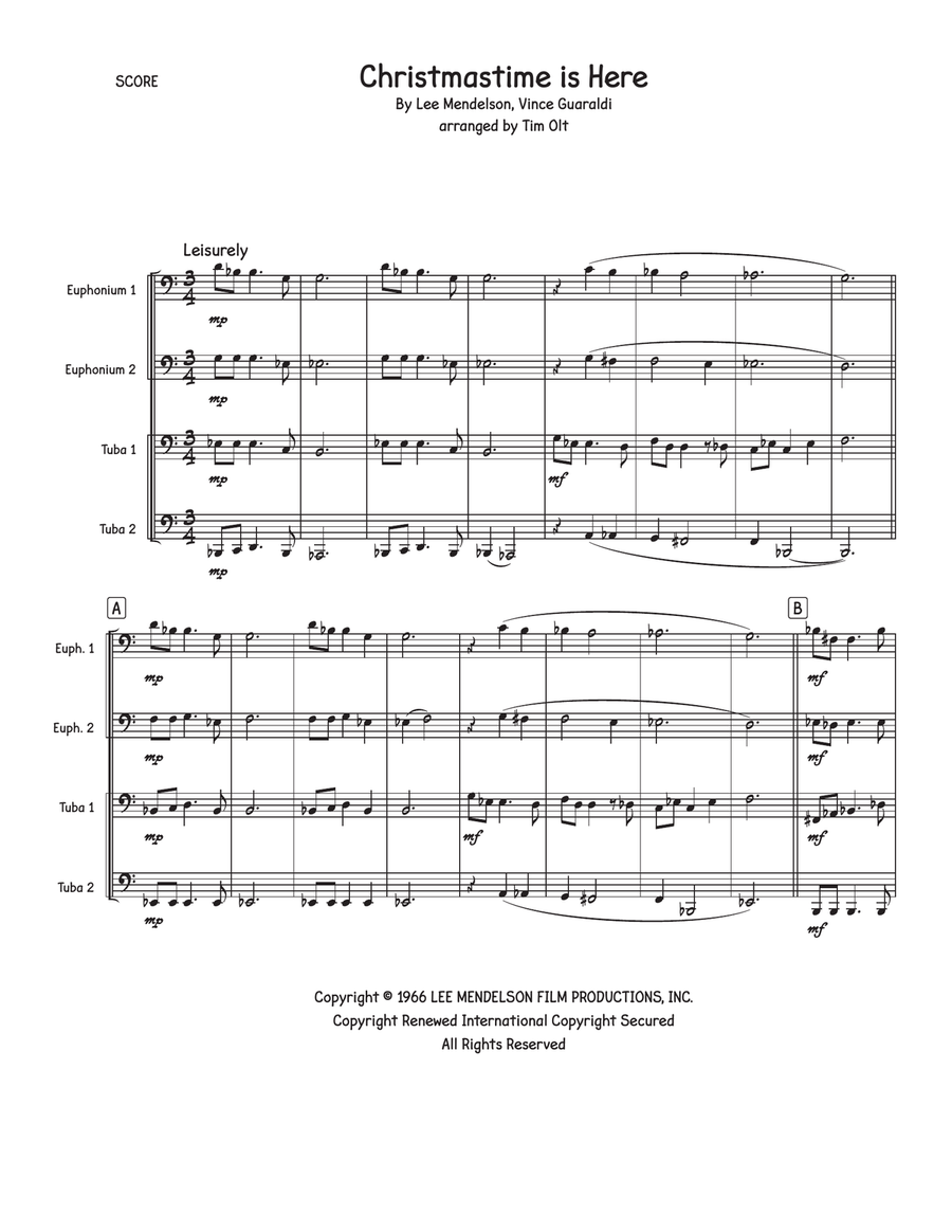 Christmas Time Is Here Brass Quartet scores gallery preview page 1