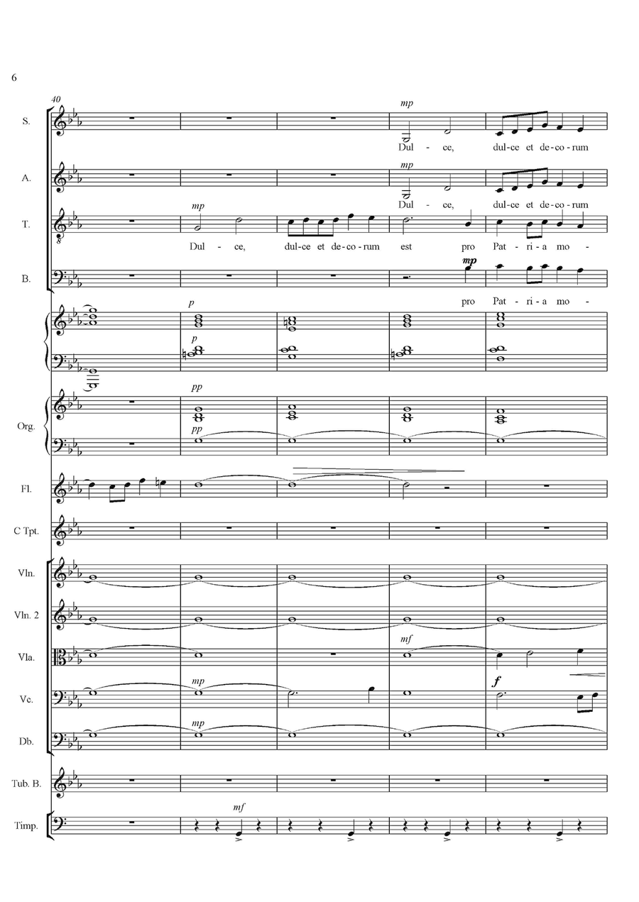 The Old Lie - powerful setting of Wilfred Owen's WW1 poetry - full score 4-Part scores gallery preview page 6