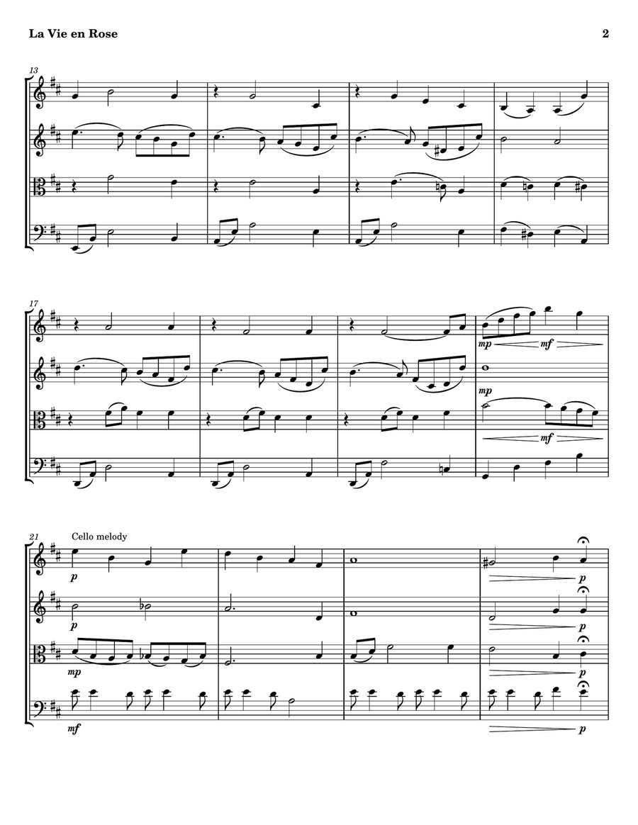 La Vie En Rose String Quartet scores gallery preview page 2
