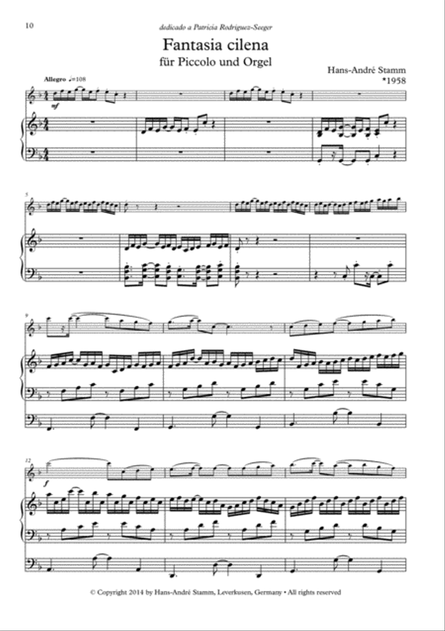 Eight pieces for flute and organ