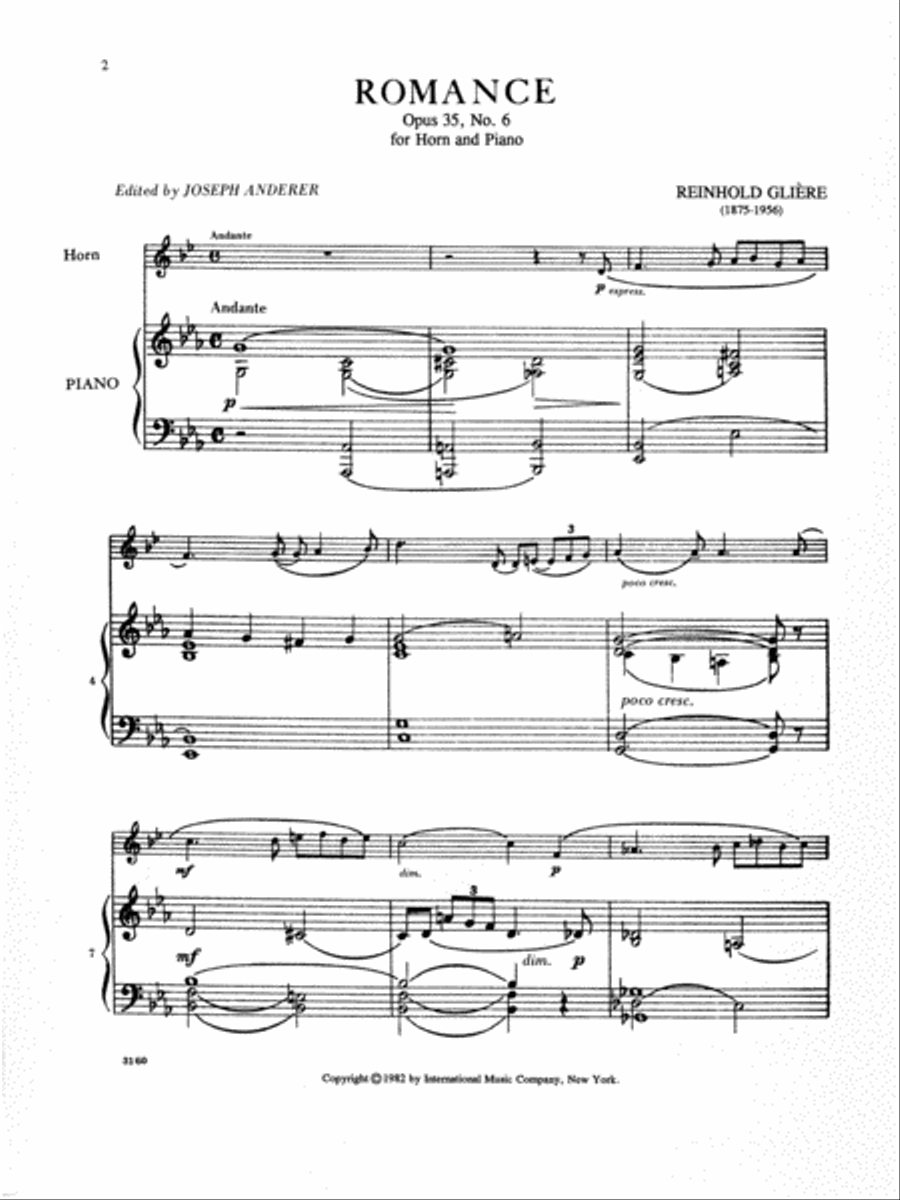 Romance, Op. 35 No. 6 Horn scores gallery preview page 2