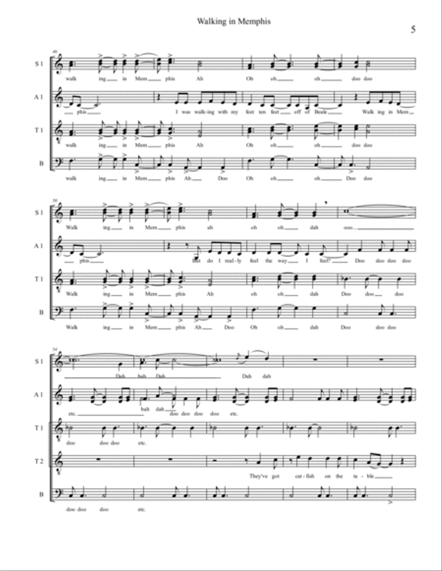Walking In Memphis Walking In Memphis 4-Part scores gallery preview page 5