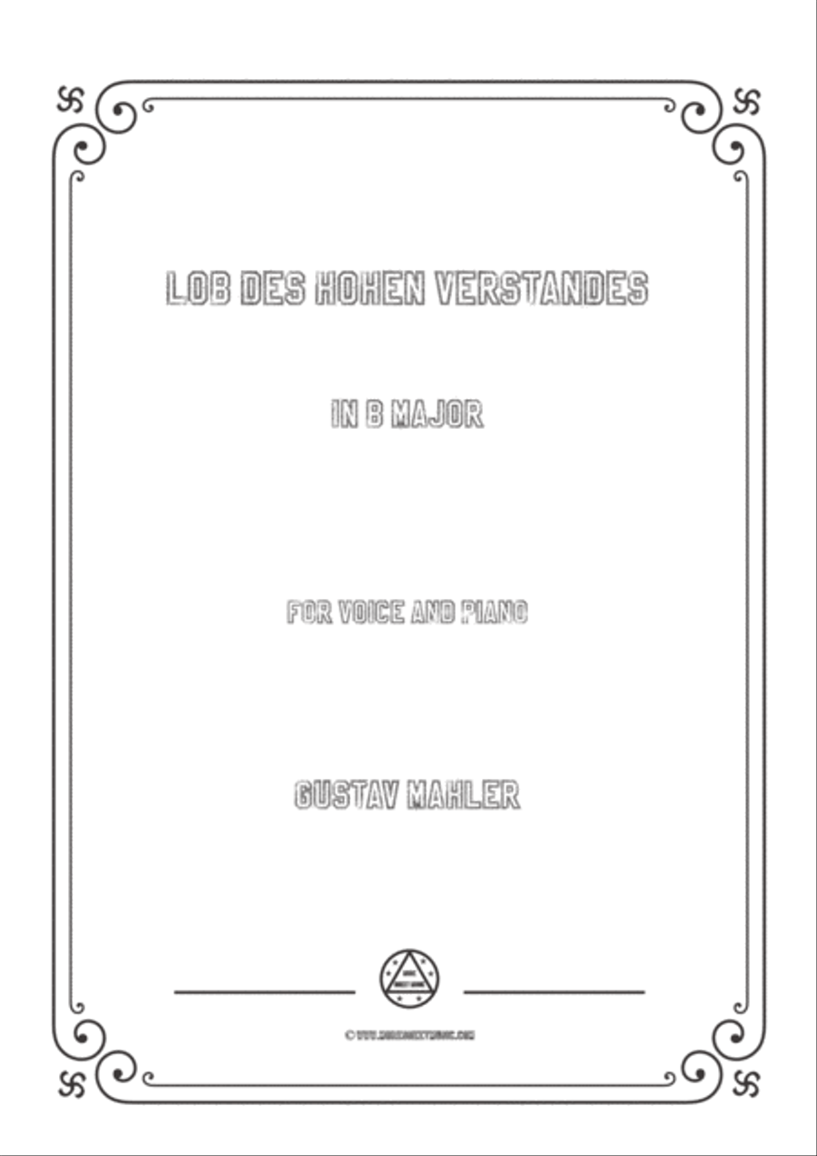 Mahler-Lob des hohen Verstandes in B Major,for Voice and Piano Voice Solo scores gallery preview page 1